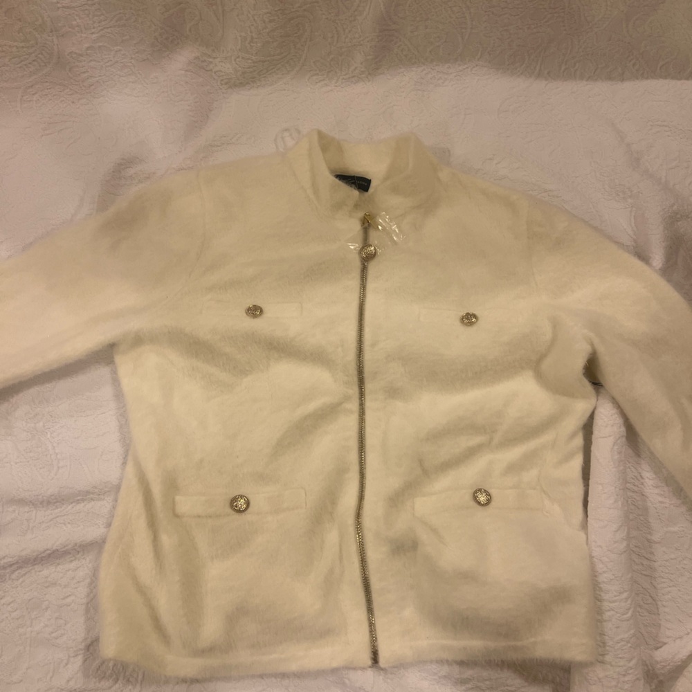 Adrienne Vittadini Wool-Blend Cream Jacket